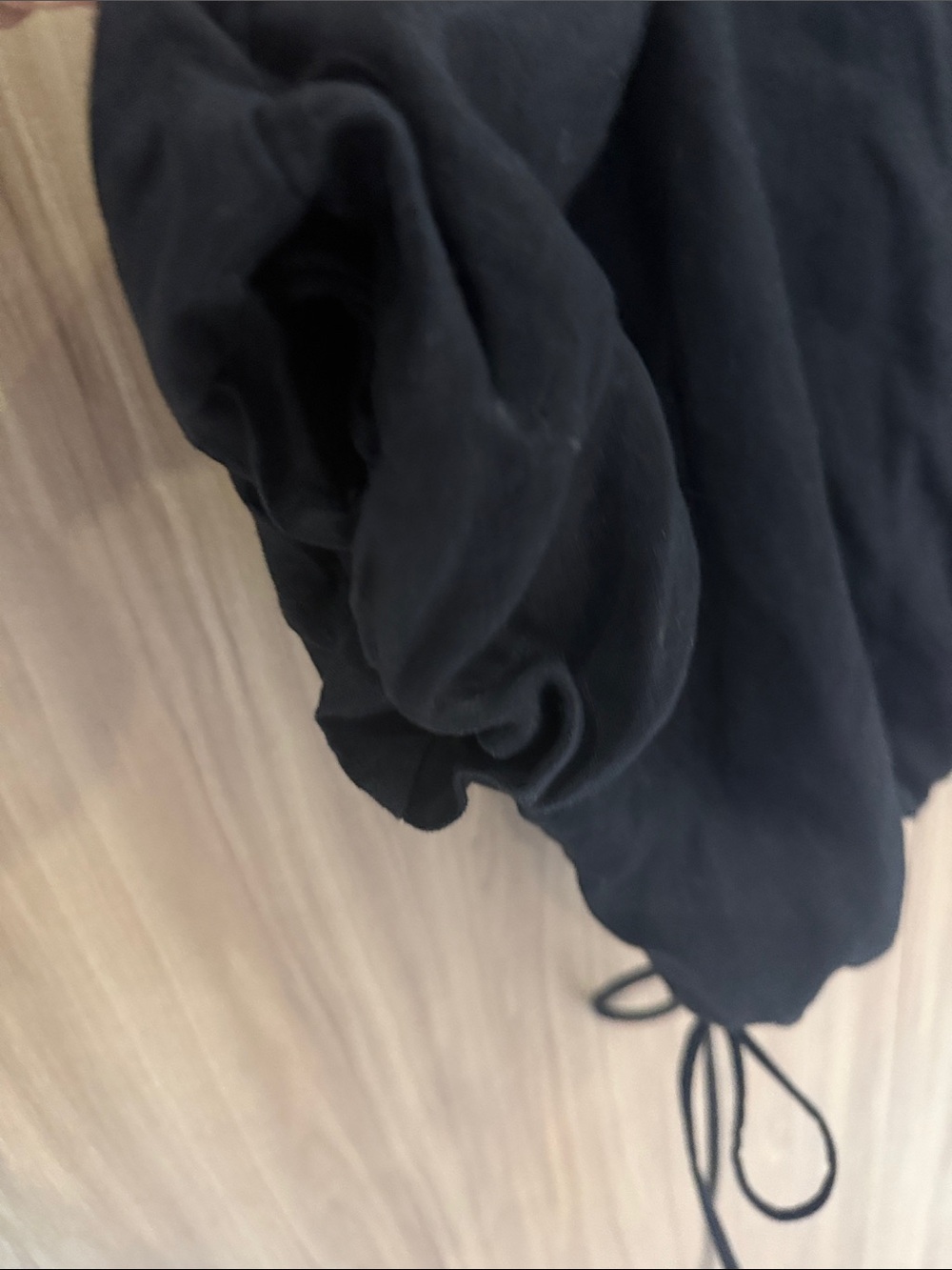 DISSH Black Drawstring Cropped Blouse-Linen - Picture 5 of 9